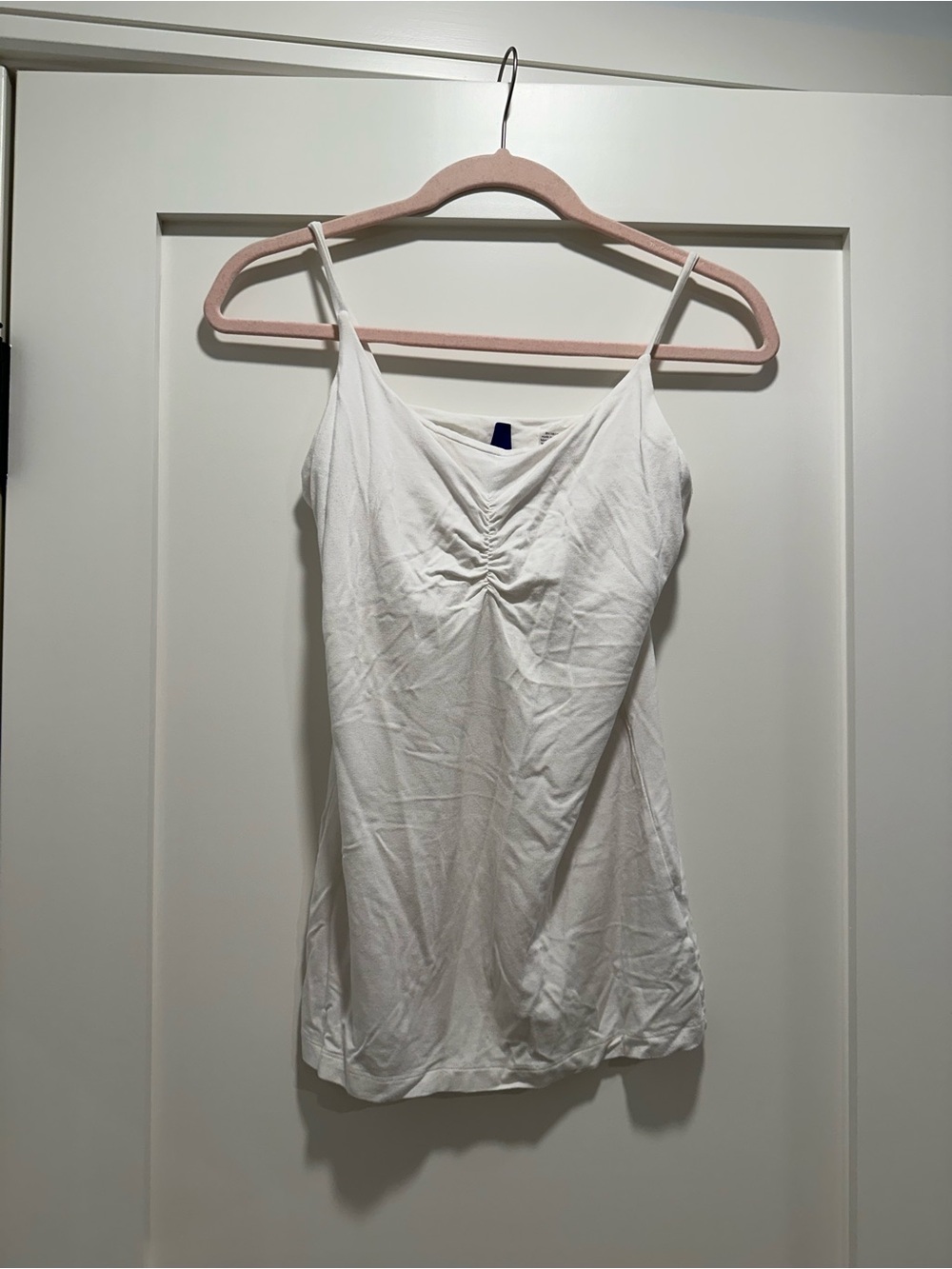 Maternity Classic White Ruched V-Neck Spaghetti Strap Camisole